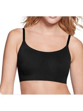 True & Co Womens Black Wire-Free Skinny Strap Ballet Bralette XS